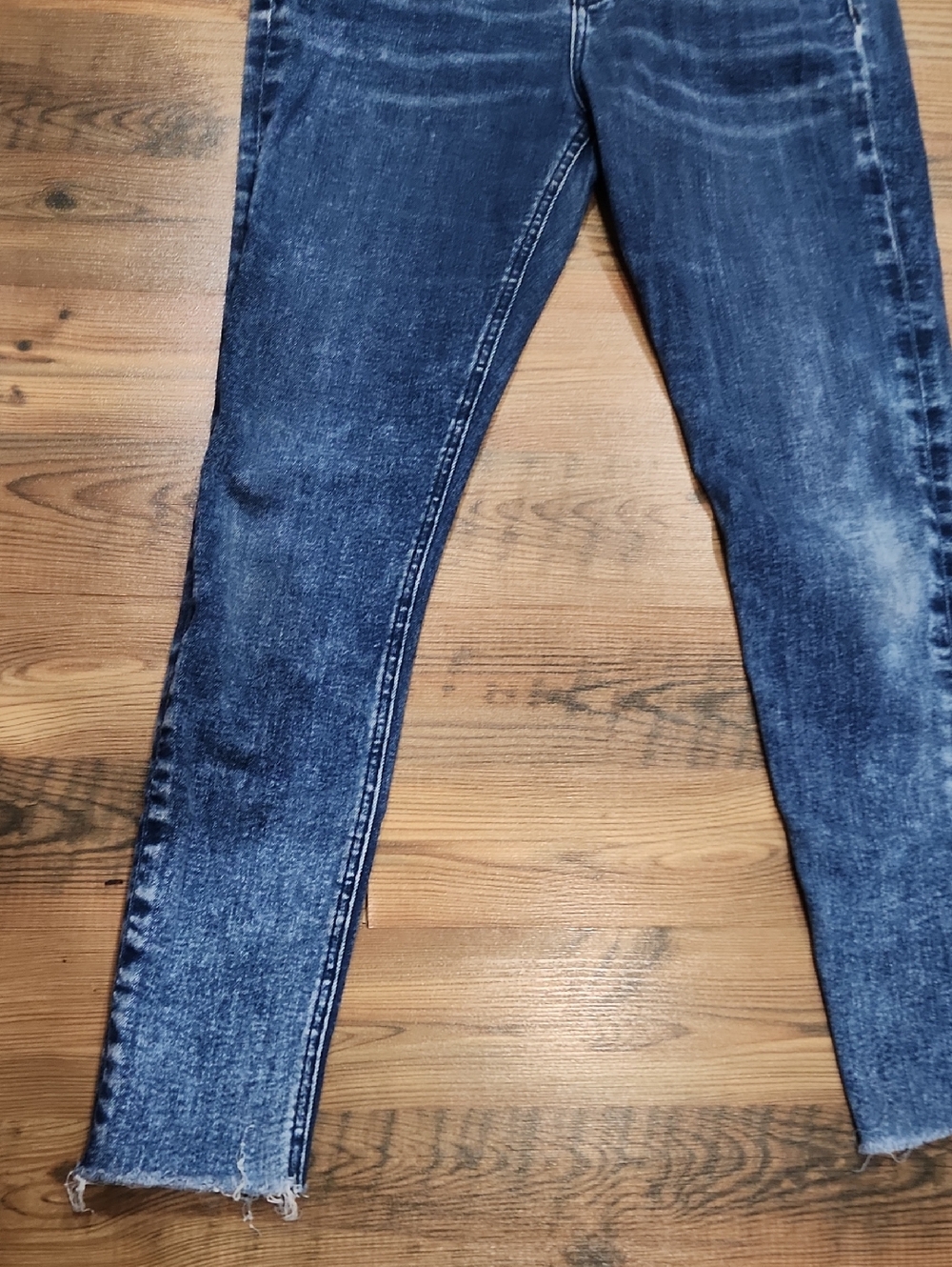 Rag & Bone Frayed Hem Acid Wash Stretch Jeans 26 Rich Mom Norm Slub Weekend Blue - Picture 2 of 7